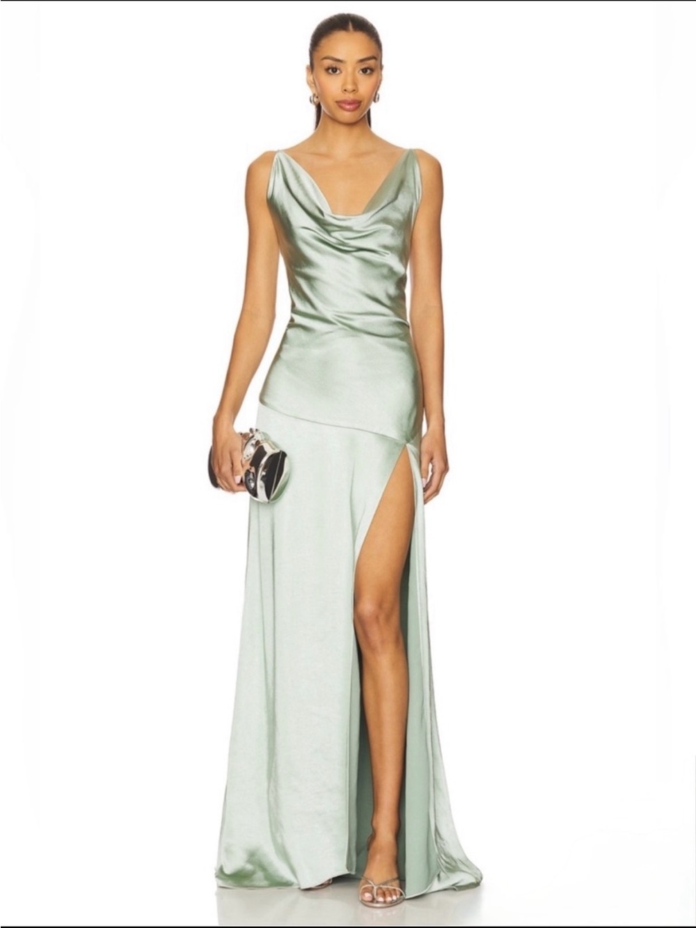 ELLIATT x REVOLVE Drape Satin Gown in Sage